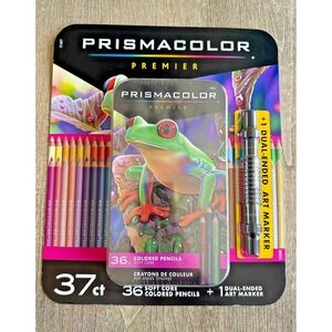 Prismacolor Premier 37ct Colored Pencils Set 36 + Marker Tin NEW Sealed